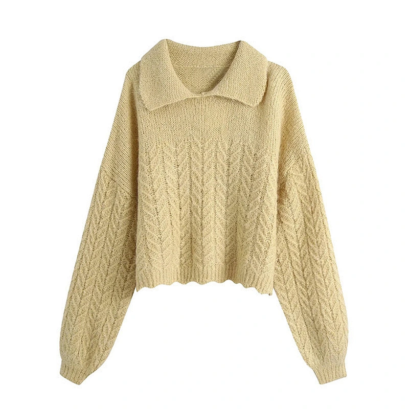 Winter vintage sweater women style Loose Asymmetric Cropped turtleneck oversized sweater