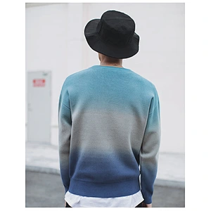 Fashion knitwear man manufacturers blue round neck sweater for winter men pullover sweater