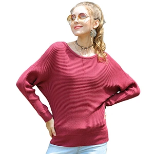 Loose long sleeve pullover top solid color fashion sweater autumn casual knitwear