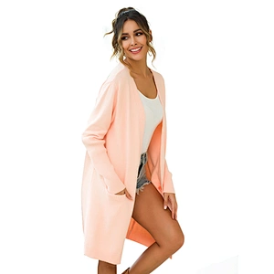 Wholesale Female Winter Apparel Plain Solid Long Sleeve Sweater Casual Loose Large Coat With pockets Sweaters Cardigan
