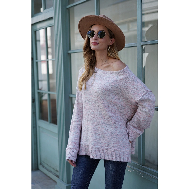 online shopping women casual elegant sweaters long sleeve pure color knit sweater latest plus size appaerl stock ropa de mujer