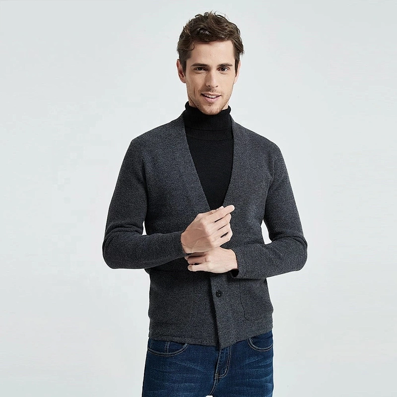 Men Fashion custom knitted Sweater Cardigan Coat Men Pockets Cardigan Winter Warm Cashmere Wool Sweater for man