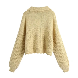 Winter vintage sweater women style Loose Asymmetric Cropped turtleneck oversized sweater