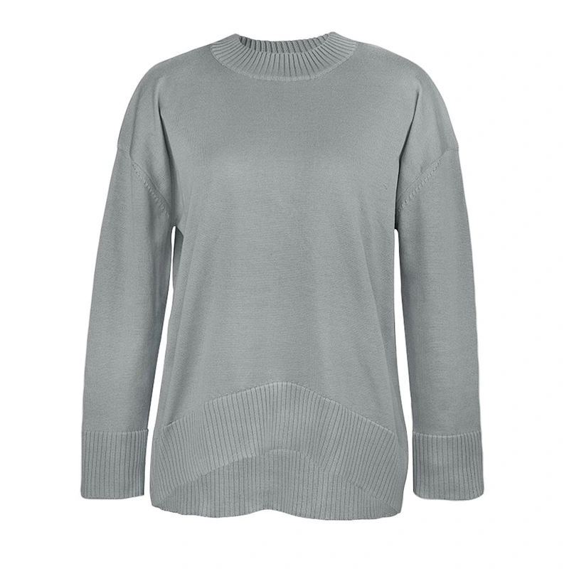 Women's casual solid color pullover sweater women fall rib knit long sleeve crew neck classic sweaters