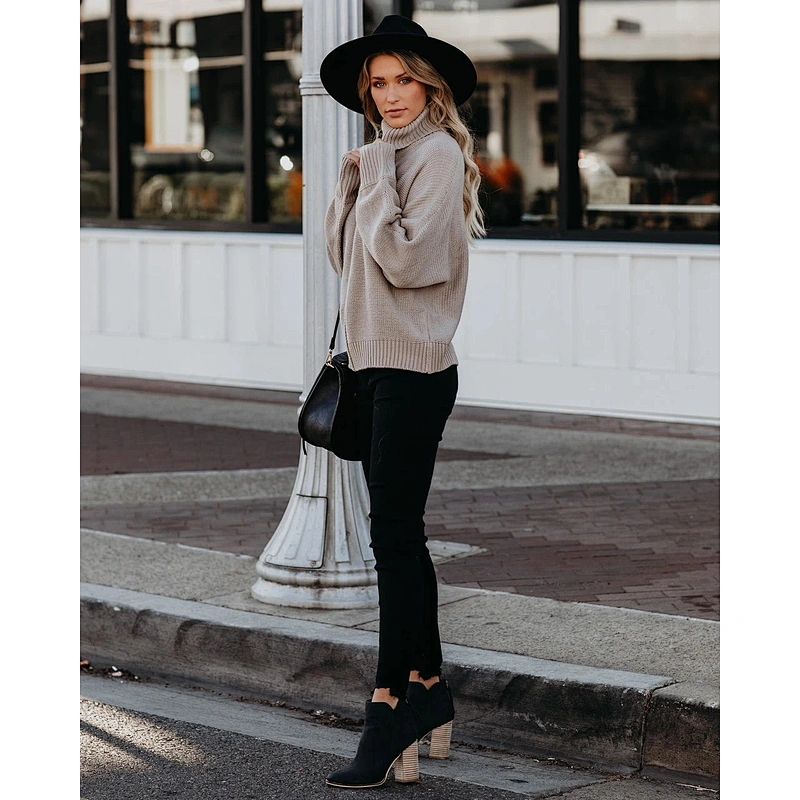 Turtleneck loose knitwear explosive style fashion women sweater clothes