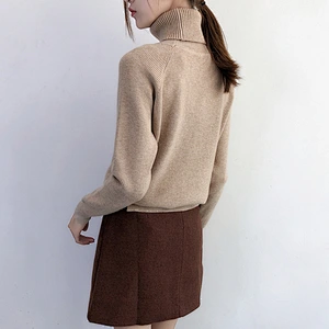 Fall clothing for women pullover knit sweater top for ladies Turtleneck black sweater women