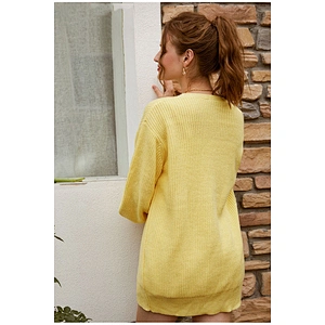 Casual knitted plus size cardigan women winter puff sleeve loose female button knitwear sweaters