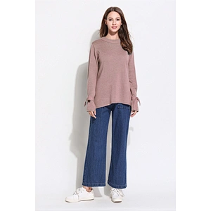 Round neck apparel pullover loose sweater women bow knot long sleeve knitwear