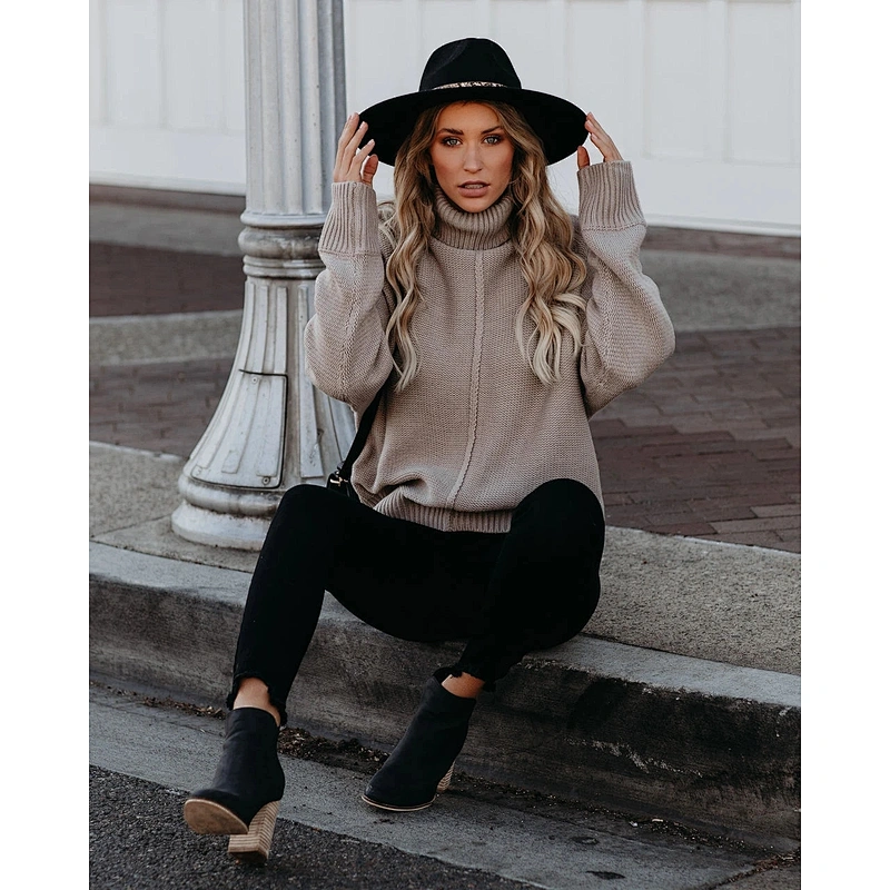 Turtleneck loose knitwear explosive style fashion women sweater clothes