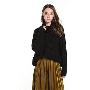 Women's loose turtleneck sweater fashion clothes pullover plus size casual knitwear