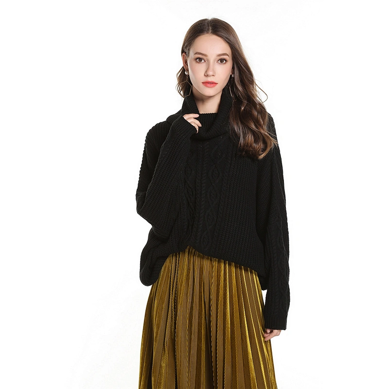 Women's loose turtleneck sweater fashion clothes pullover plus size casual knitwear