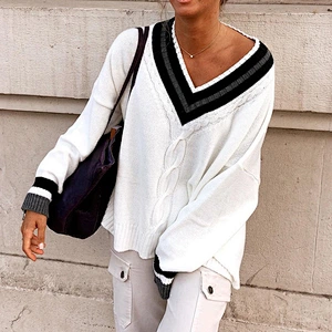 New oversized cotton off shoulder sweater women fall loose casual sweaters