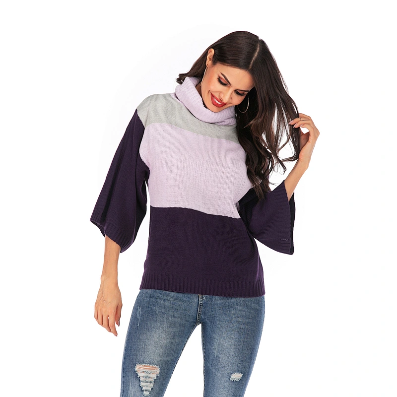 Turtleneck knitwear top flared sleeve apparel women fashion casual sweater