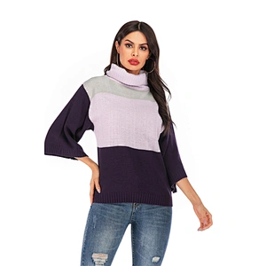 Turtleneck knitwear top flared sleeve apparel women fashion casual sweater