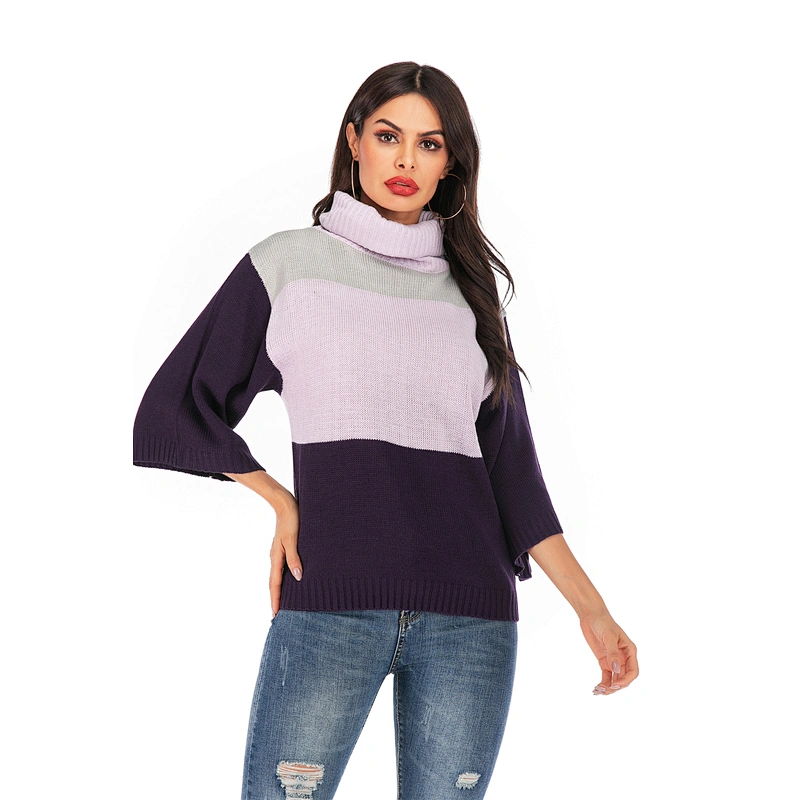Turtleneck knitwear top flared sleeve apparel women fashion casual sweater