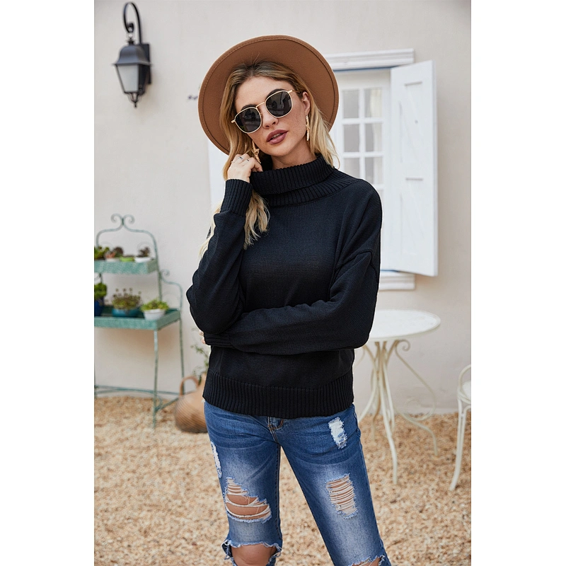 Women apparel sexy backless sweater winter turtleneck fashion casual knitwear