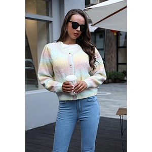 Fall clothing for women wool mohair sweaters color stripes cardigan apparel stock ropa mujer