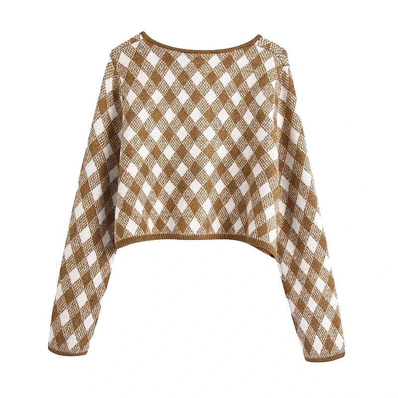 Cropped  Cardigan wholesale sweater jacket ladies graphic knit sweater for women