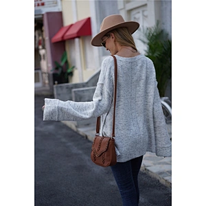 online shopping women casual elegant sweaters long sleeve pure color knit sweater latest plus size appaerl stock ropa de mujer