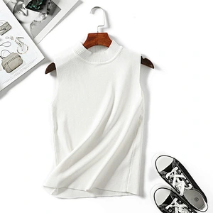 Casual style sleeveless round neck thin sweater women's solid color vest summer knitting knitwear