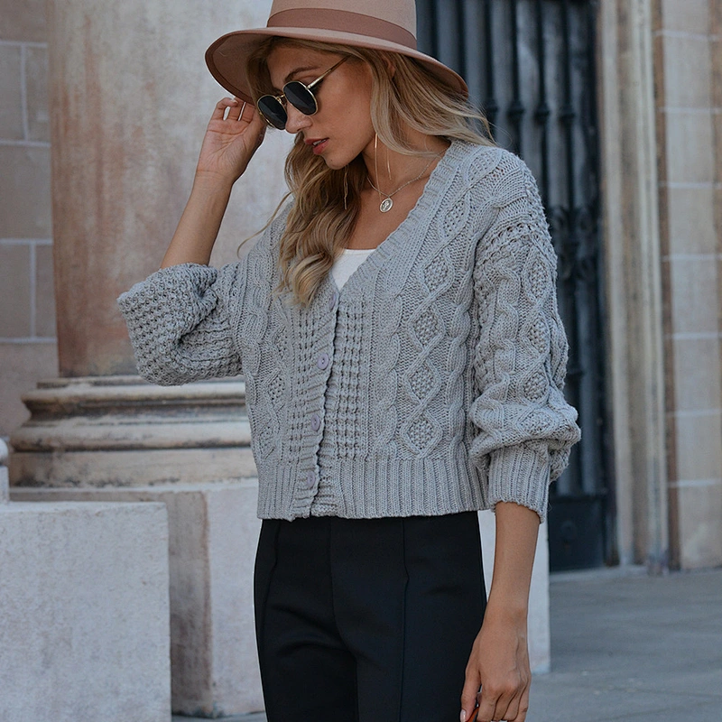 Autumn winter new ladies sweater cardigan knit V neck short women luxury casual 2021 pullover sweater korean version