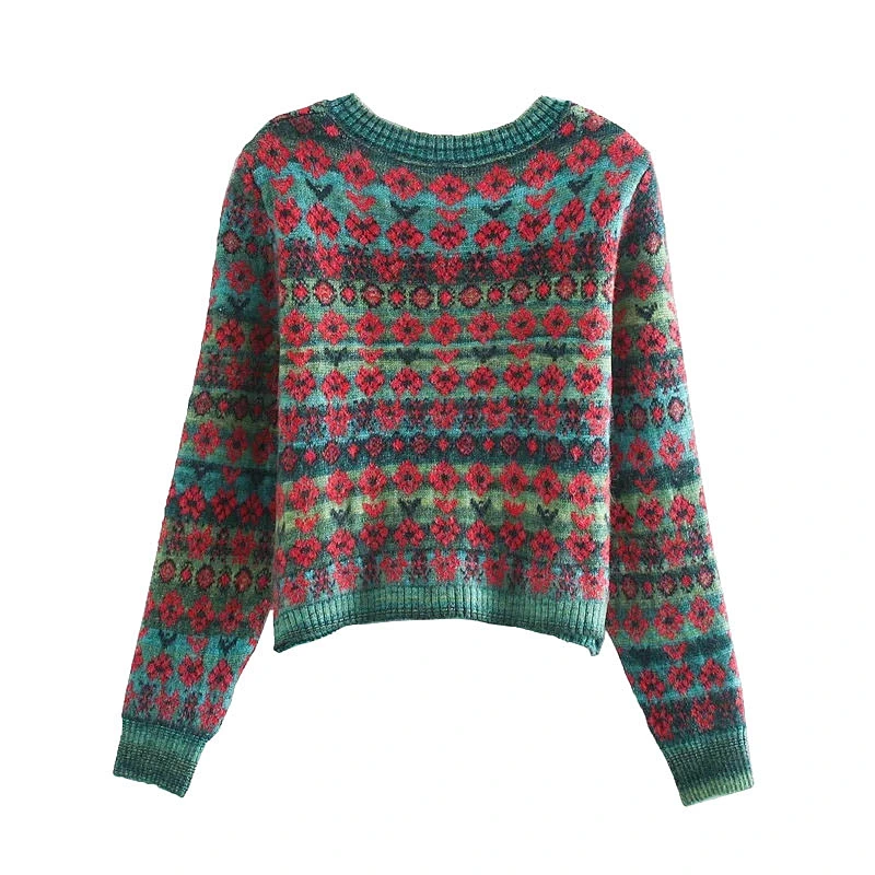 Women crop Sweater Cardigans Fashion Long Sleeve Loose Coat Casual custom ladies knit Sweater