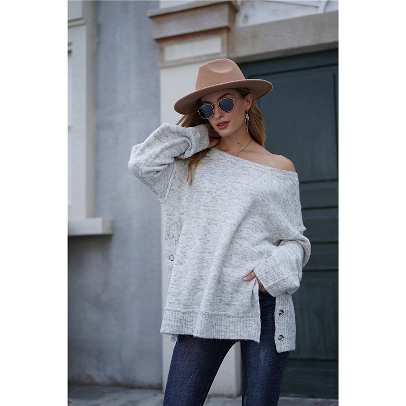 online shopping women casual elegant sweaters long sleeve pure color knit sweater latest plus size appaerl stock ropa de mujer