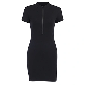 Casual dress summer Turtleneck Zipper Hip Skirt Slim Dress bodycon knitted dress