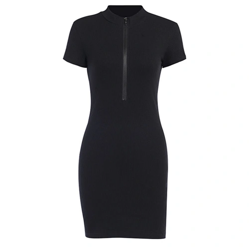 Casual dress summer Turtleneck Zipper Hip Skirt Slim Dress bodycon knitted dress