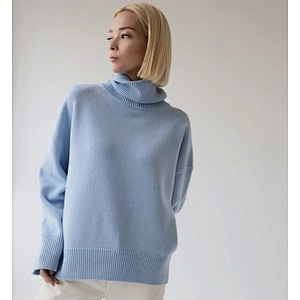 Fall clothing for women pure color loose turtleneck sweater top long sleeve angora knit sweater