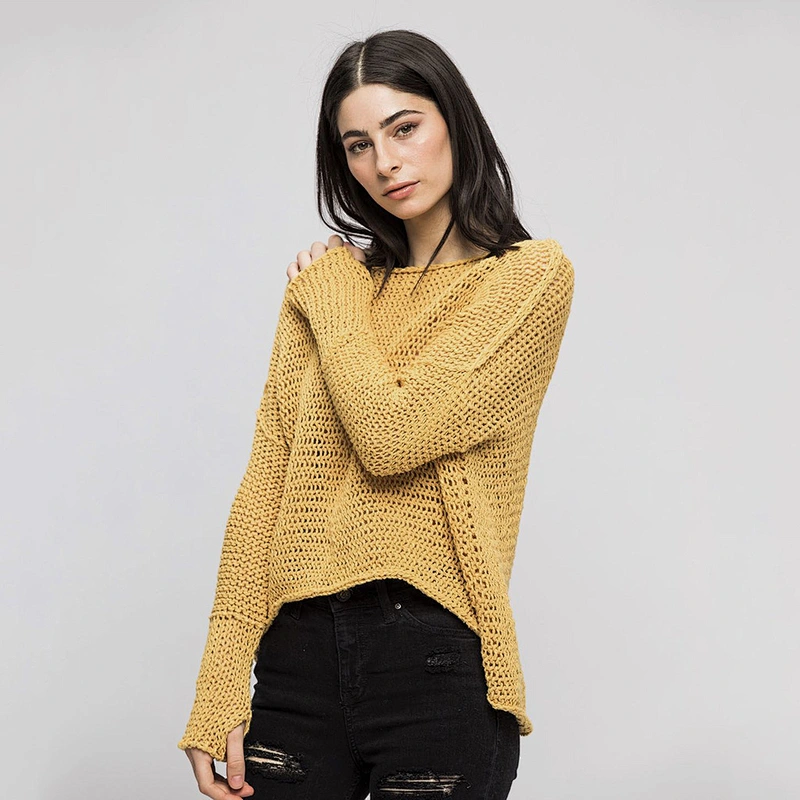 Large size multicolor fashion clothes wholesale round neck women casual oversize soft knitted pullover sweater fabric