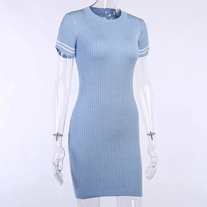 Hot sales fashion pure color dress sexy knitted hip skirt casual bodycon dress