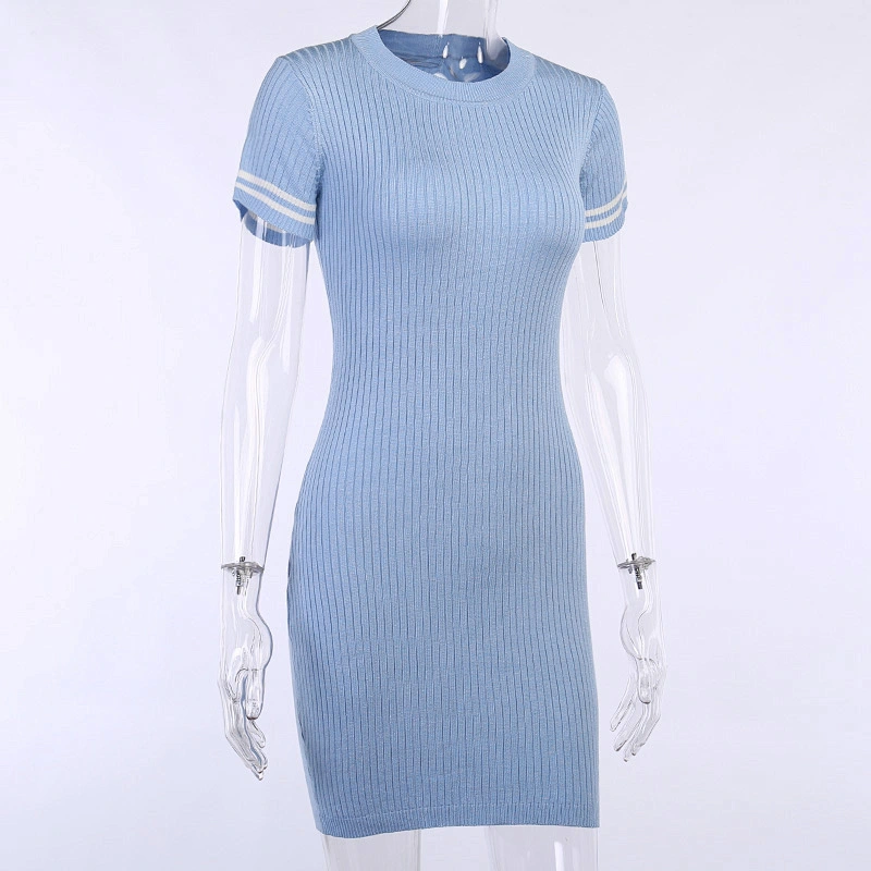 Hot sales fashion pure color dress sexy knitted hip skirt casual bodycon dress