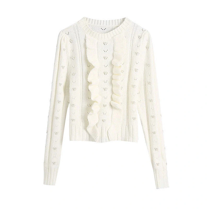 Winter Long Sleeve Knit Sweater Pullover Casual Knitwear Girl Crop Tops Blouse