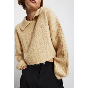 Winter vintage sweater women style Loose Asymmetric Cropped turtleneck oversized sweater