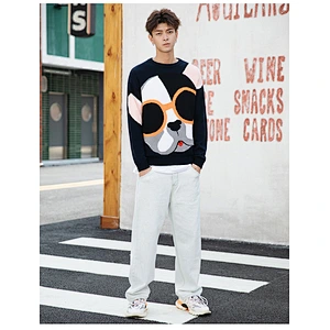 Causal apparel custom logo men long sleeve sweater knit china acrylic men sweaters sweatsuit