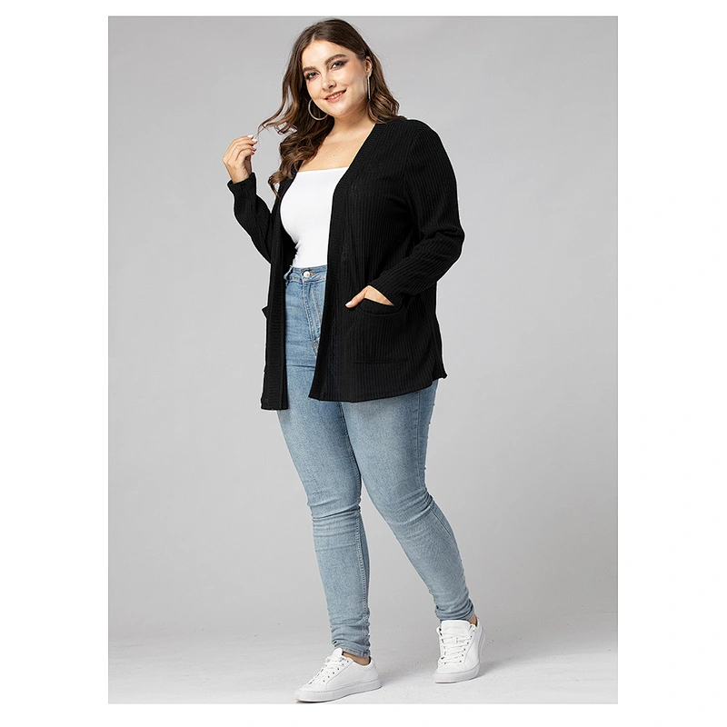 Winter plus size sweater women cardigan V-neck loose knitwear