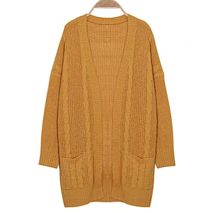 Women fashion clothes pure color twist pattern knit sweater women plus size coatigan