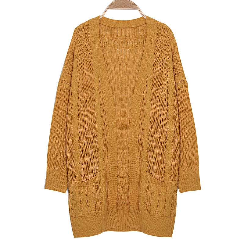Women fashion clothes pure color twist pattern knit sweater women plus size coatigan