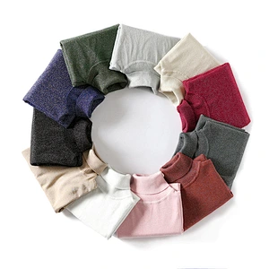 New style long-sleeved turtleneck pullover knitted bright slouchy ladies sweaters