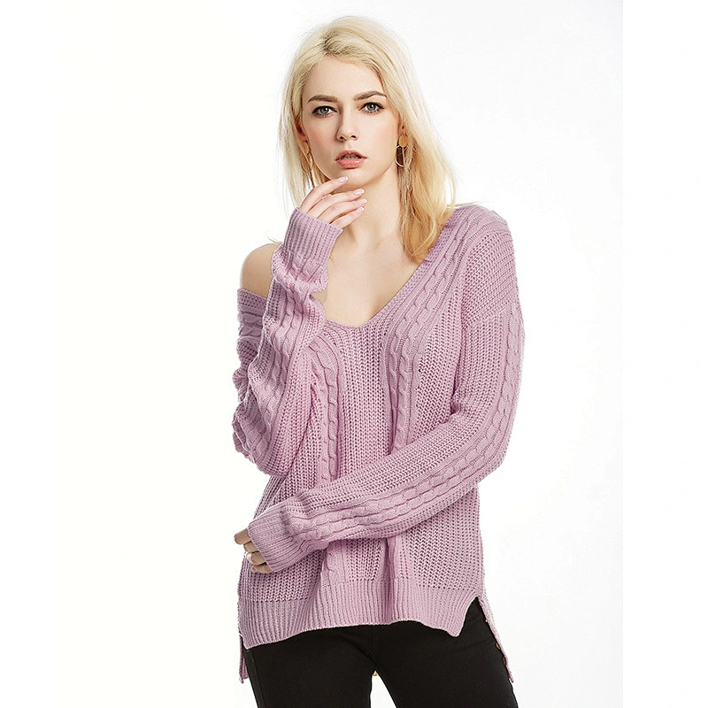 Sexy V-neck pullover knitwear new long-sleeved casual clothes women fashion sweater
