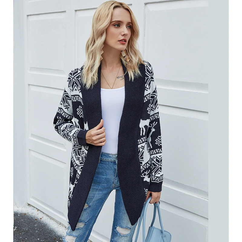 Autumn jacket women Christmas clothes deer pattern knitted cardigan sweaters