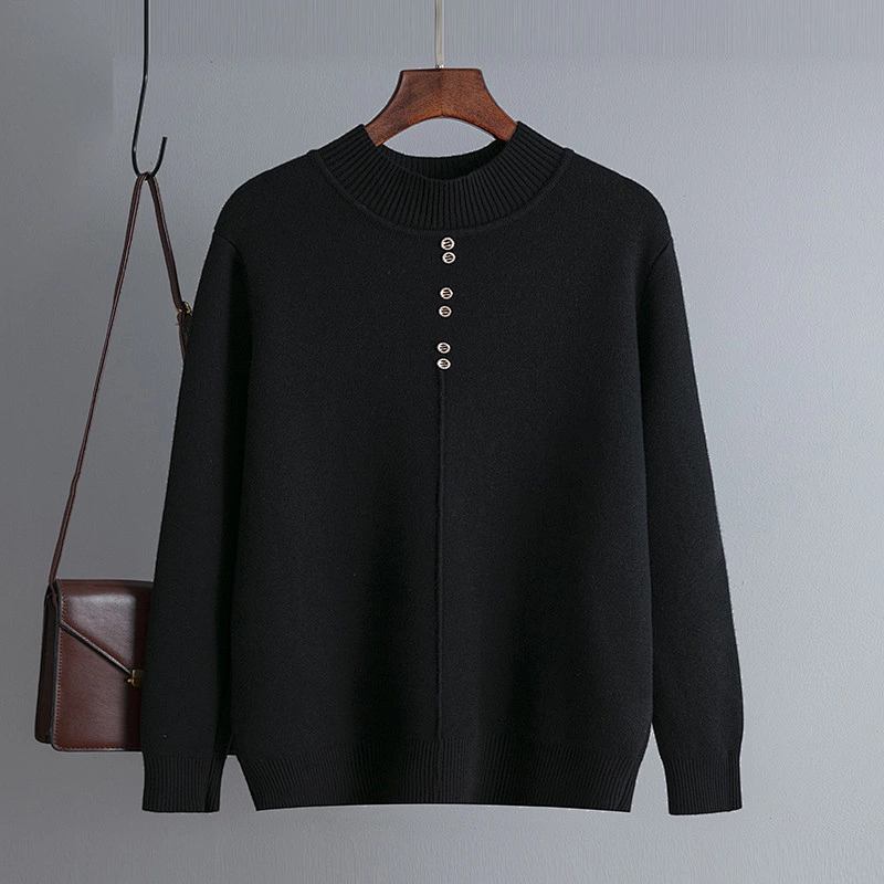 turtleneck pullover girl knitted sweater tops fashionable free size women black basic sweaters