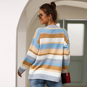 Color Blocking round neck pullovers 2020 winter casual fashion clothes women sweater