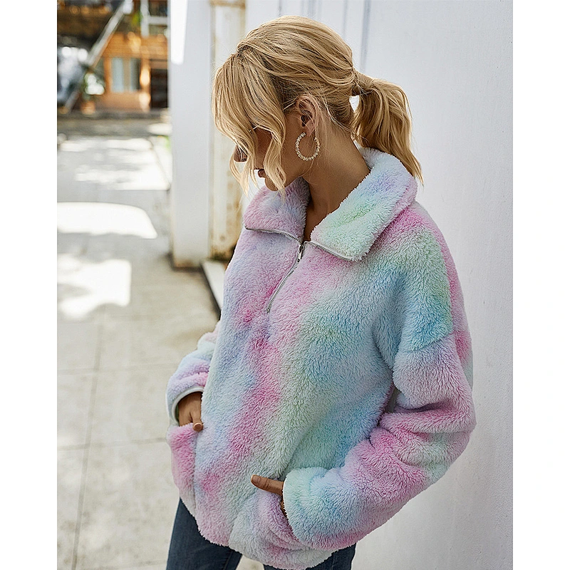 New style for women sweaters tie-dyed half zipper jumper women winter pullover sweaters mujer