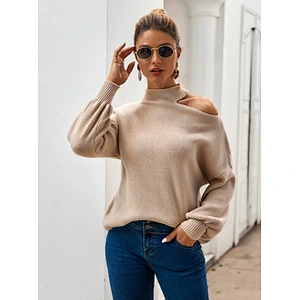 Women 2020 winter new lazy style asymmetrical girl strapless pullover sweaters