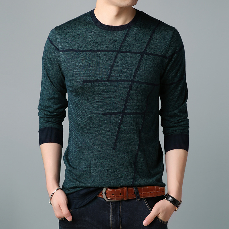Men O Neck Pullover Sweater knitwear Men Clothes Autumn Pull Homme mens knitted wool Thin Casual Striped Sweaters