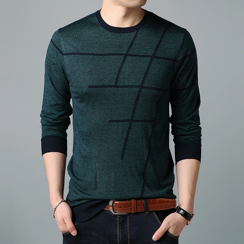 Men O Neck Pullover Sweater knitwear Men Clothes Autumn Pull Homme mens knitted wool Thin Casual Striped Sweaters