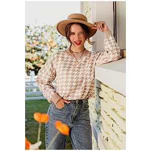 Simplee sweater women casual Houndstooth lady pullover sweater female Autumn winter retro jumper