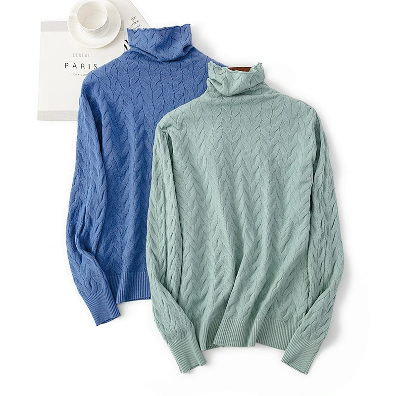 Turtleneck knitwear women pullover twist pile collar casual ottoman cosy sweaters